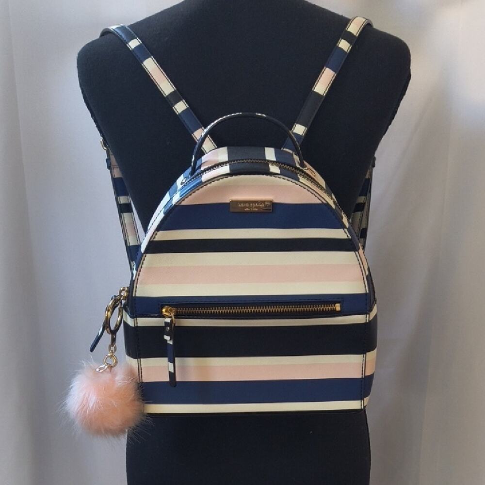 Kate Spade Navy and Pink Striped Backpack